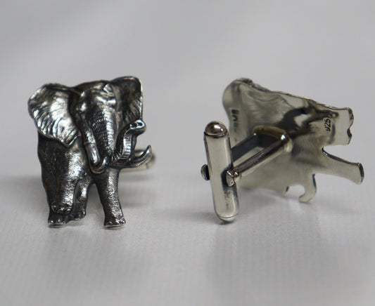 Clint Orms Cuff Links w/ Sterling Silver Elephant
