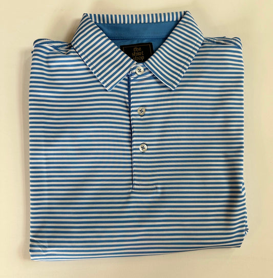 The Shirt Shop - Pin Strike Polo (Sea Blue/White)