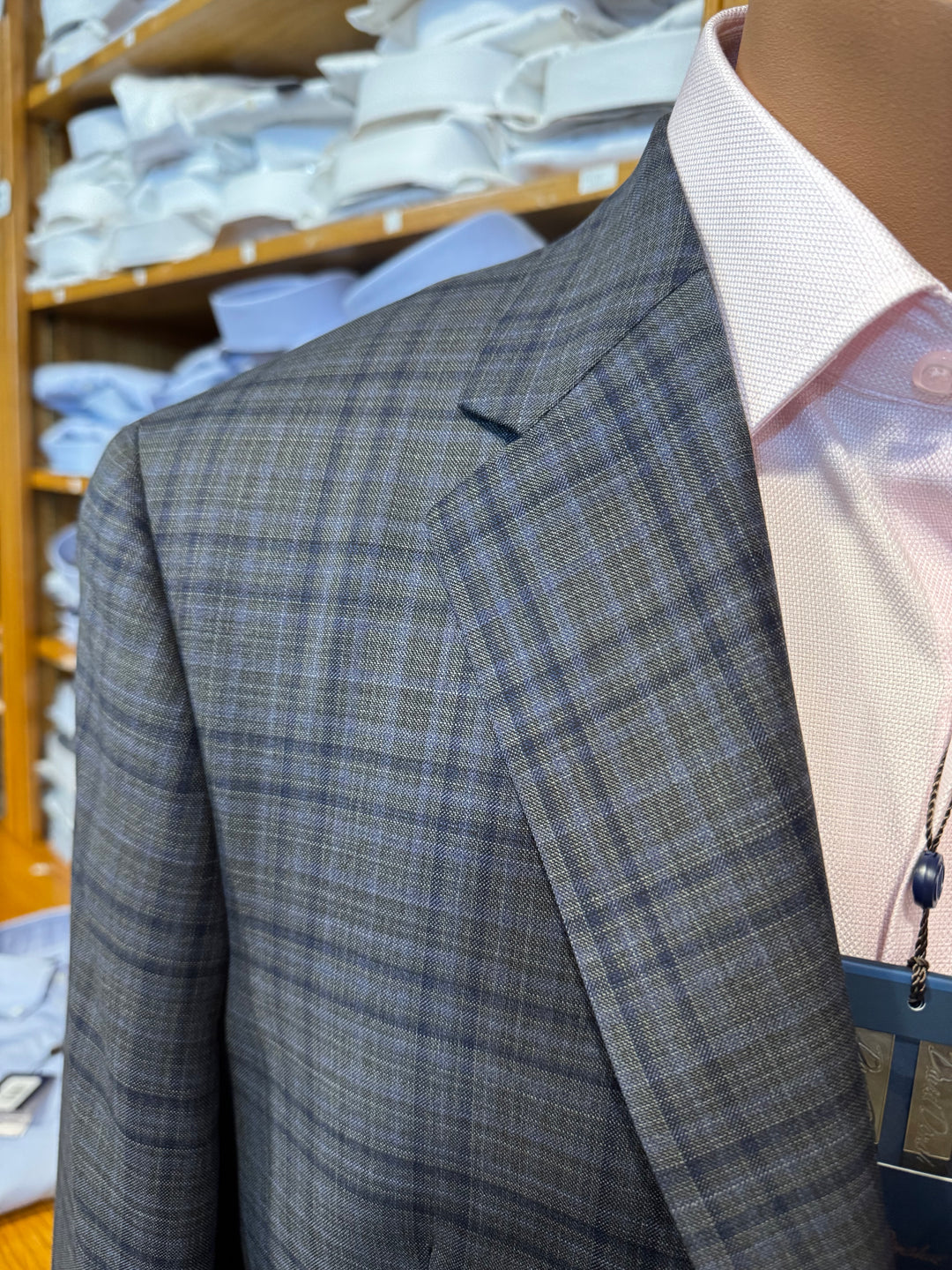 Hart Shaffner Marx Grey/Blue Plaid Sport Coat