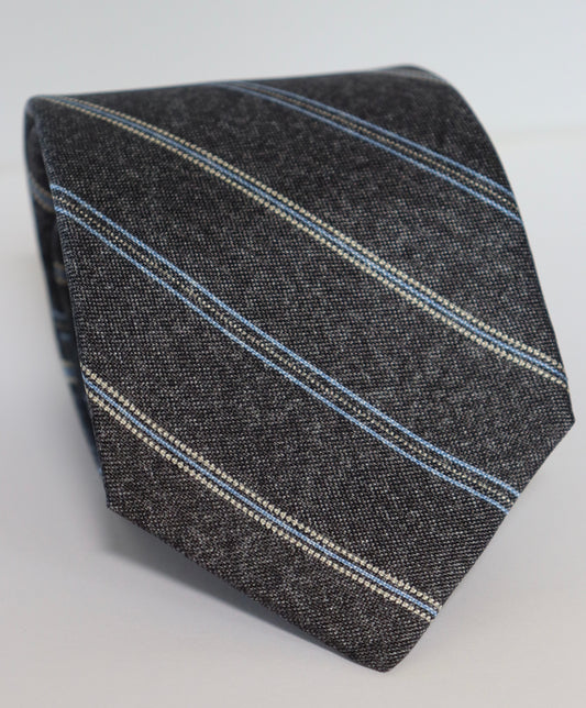 R. Hanauer Tie - Grey Gillette Stripes