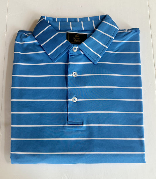 The Shirt Shop - Pin Strike Polo (Sea Blue/White)