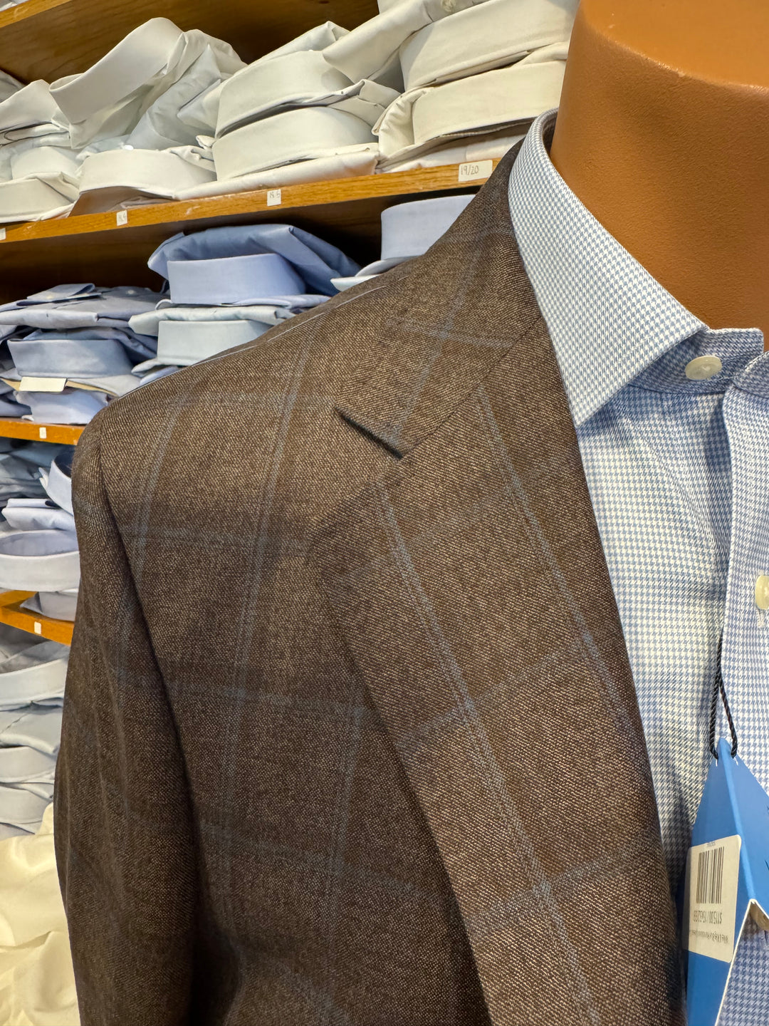 Peter Millar Brown/Blue Windowpane Sport Coat