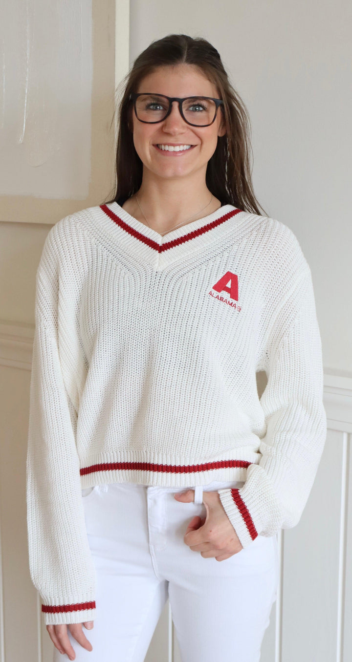Ellsworth & Ivey Alabama V-Neck Varsity Sweater