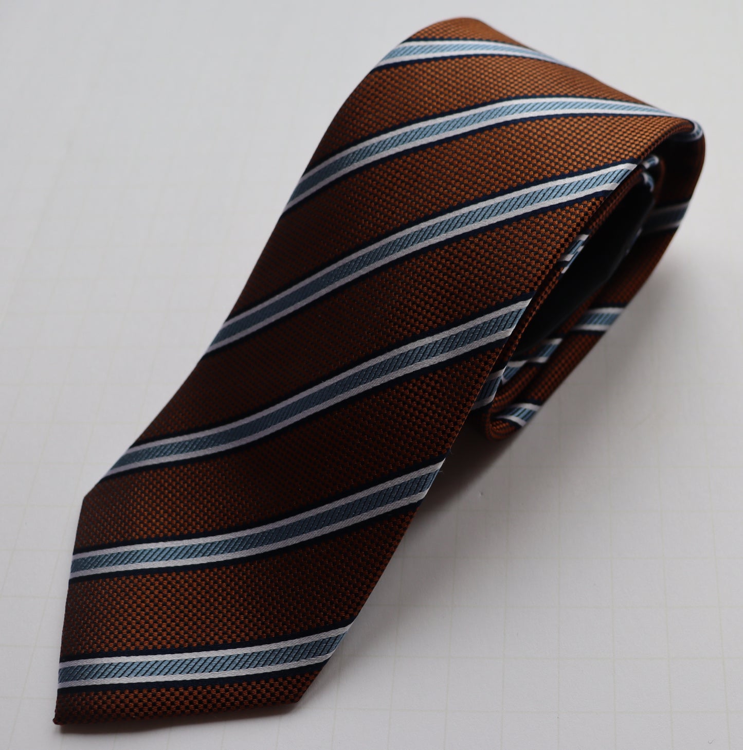 The Shirt Shop Tie - Brown w/ Baby Blue Stripes