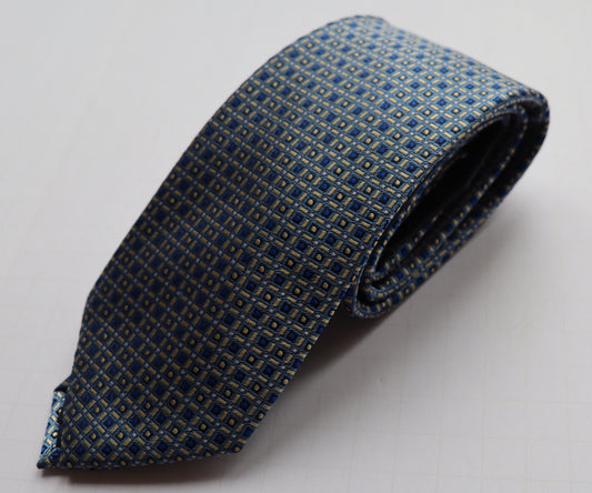 The Shirt Shop Tie - Slate Blue/Gold