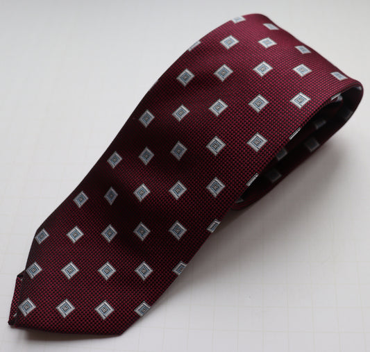 The Shirt Shop Tall Tie - Maroon w/ Silver Squares