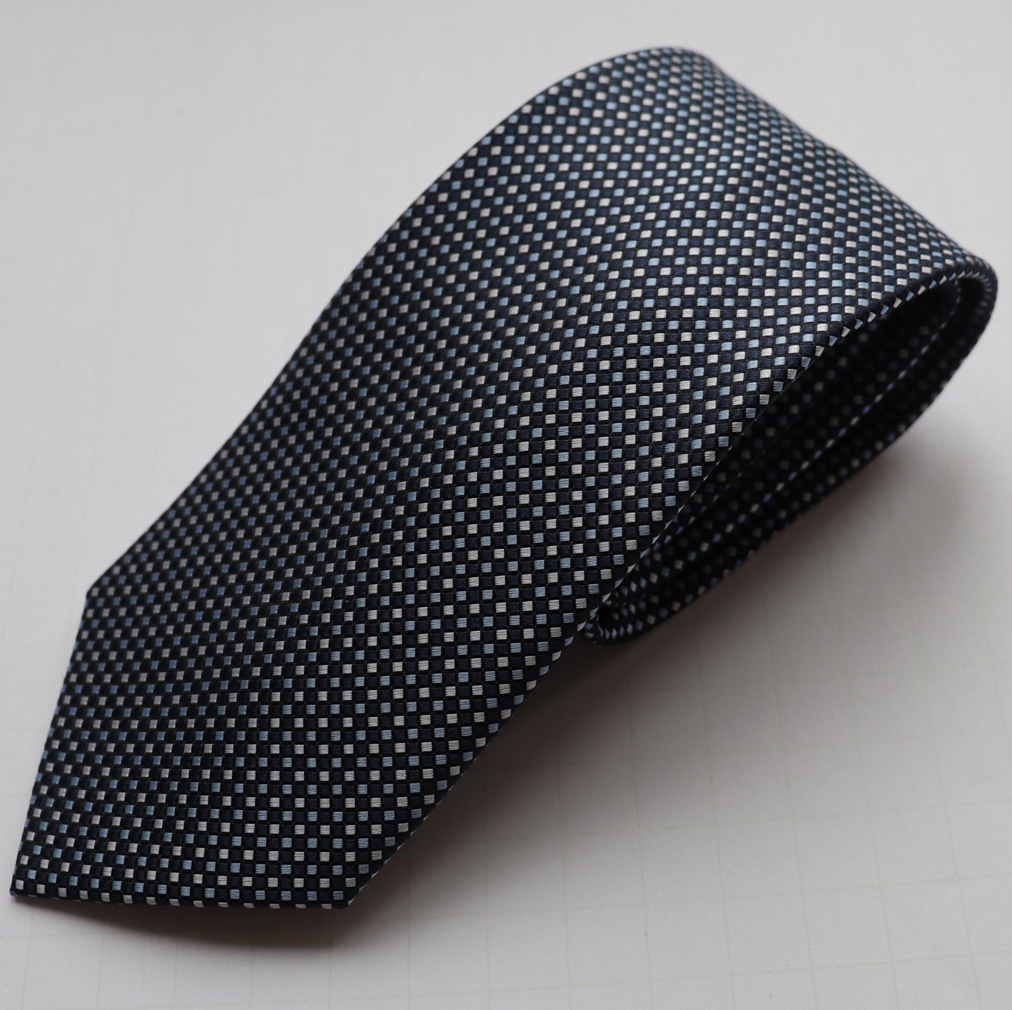 The Shirt Shop Tie - Navy w/ Silver/Sky Diamonds