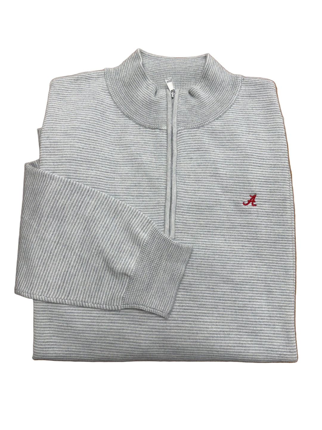Peter Millar Canton Stripe Quarter Zip- Battleship Grey (Small Script A)