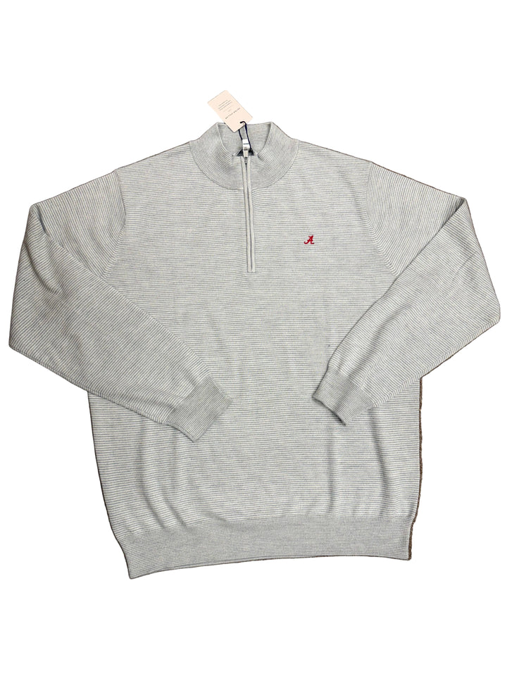 Peter Millar Canton Stripe Quarter Zip- Battleship Grey (Small Script A)