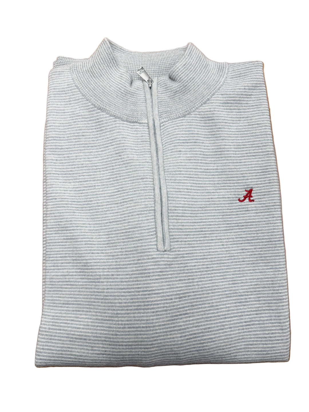 Peter Millar Canton Stripe Quarter Zip- Battleship Grey (Small Script A)