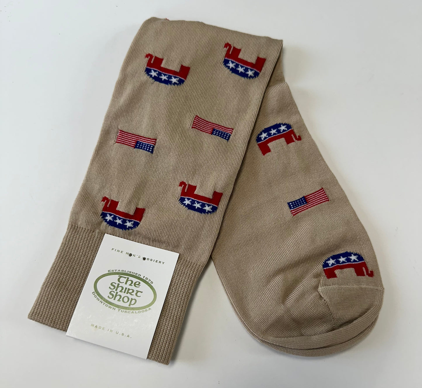 The Shirt Shop Socks - Elephant with American Flag (3 Colors)