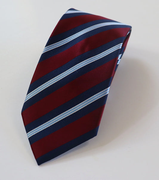 Scotty Z Tie - Crimson with Navy/Sky Blue Stripe