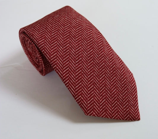 David Donahue Tie - Red Herringbone