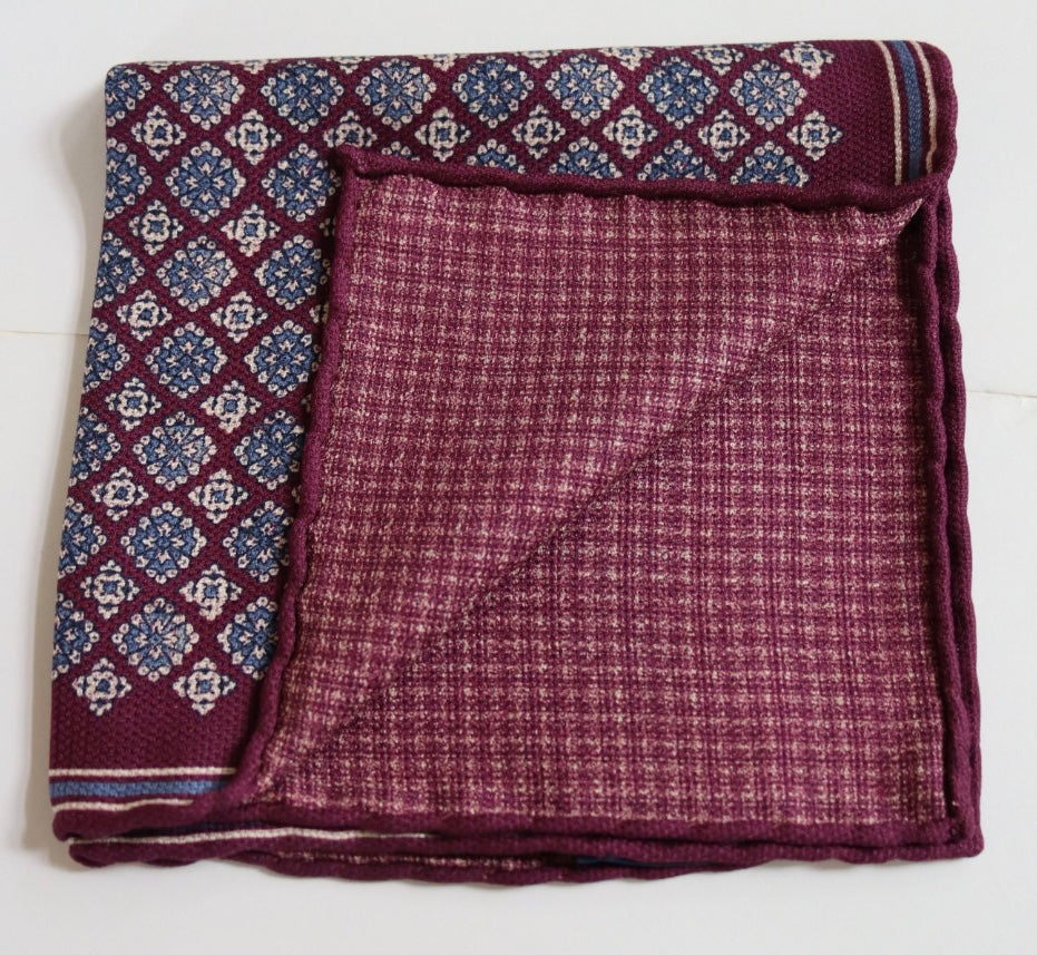 David Donahue Pocket Square - Purple Medallions/Plaid