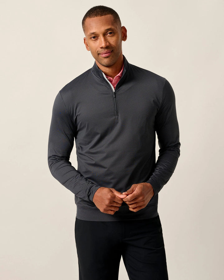Johnnie-O Jamie Jacquard Stretch 1/4-Zip Pullover- Black Seal