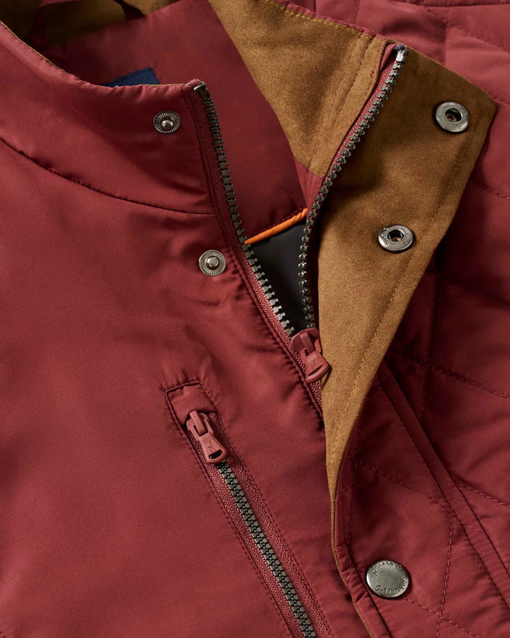 Johnnie-O Juno Quilted Snap Jacket- Dark Maroon