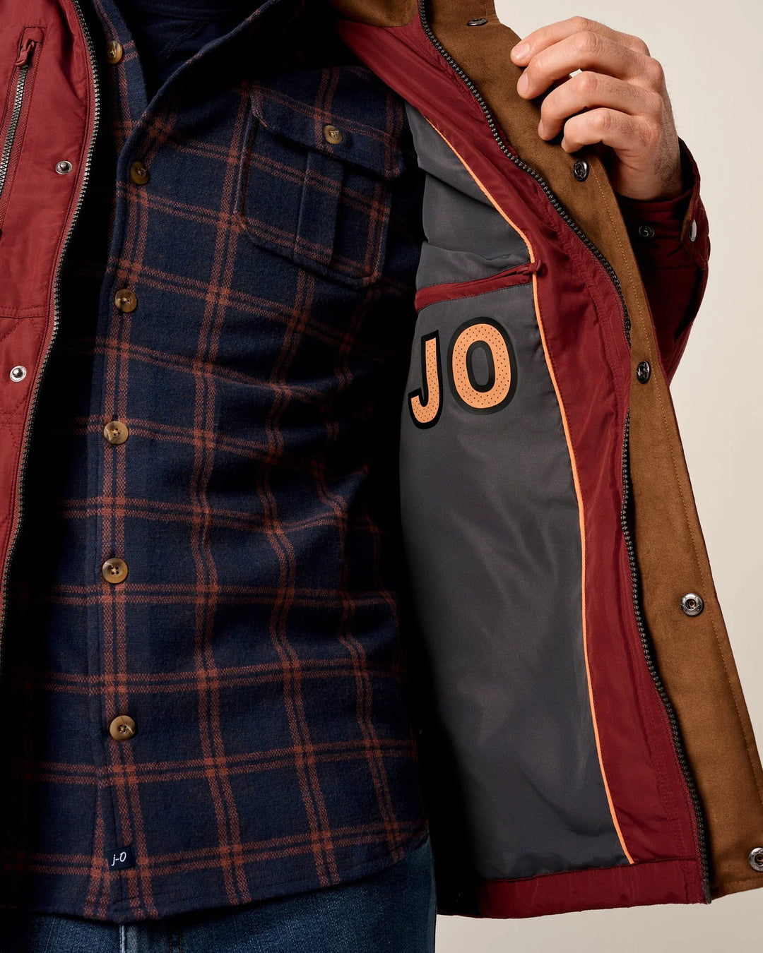 Johnnie-O Juno Quilted Snap Jacket- Dark Maroon
