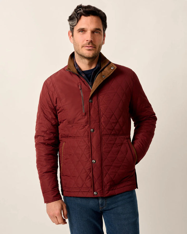 Johnnie-O Juno Quilted Snap Jacket- Dark Maroon
