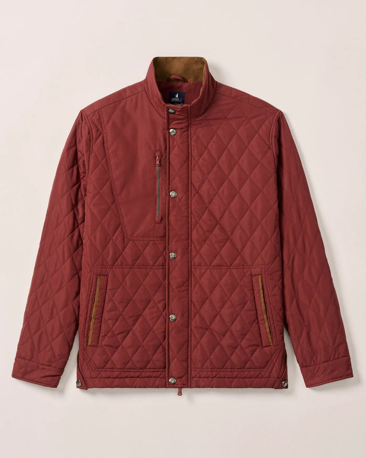 Johnnie-O Juno Quilted Snap Jacket- Dark Maroon
