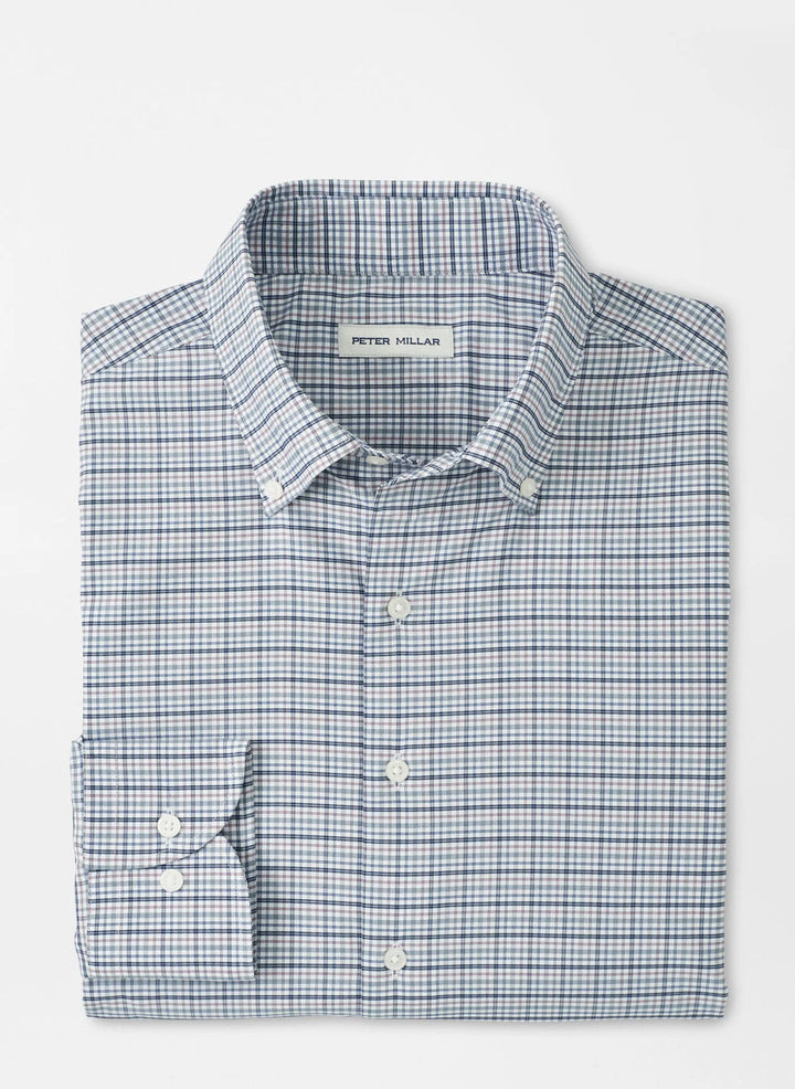 Peter Millar Leavenworth Performance Twill Sport Shirt- Blue Haze