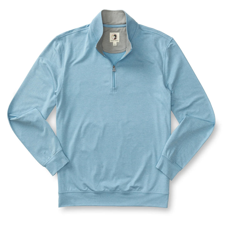 Duck Head Long Drive Performance 1/4 Zip Pullover- Glacier Blue Heather
