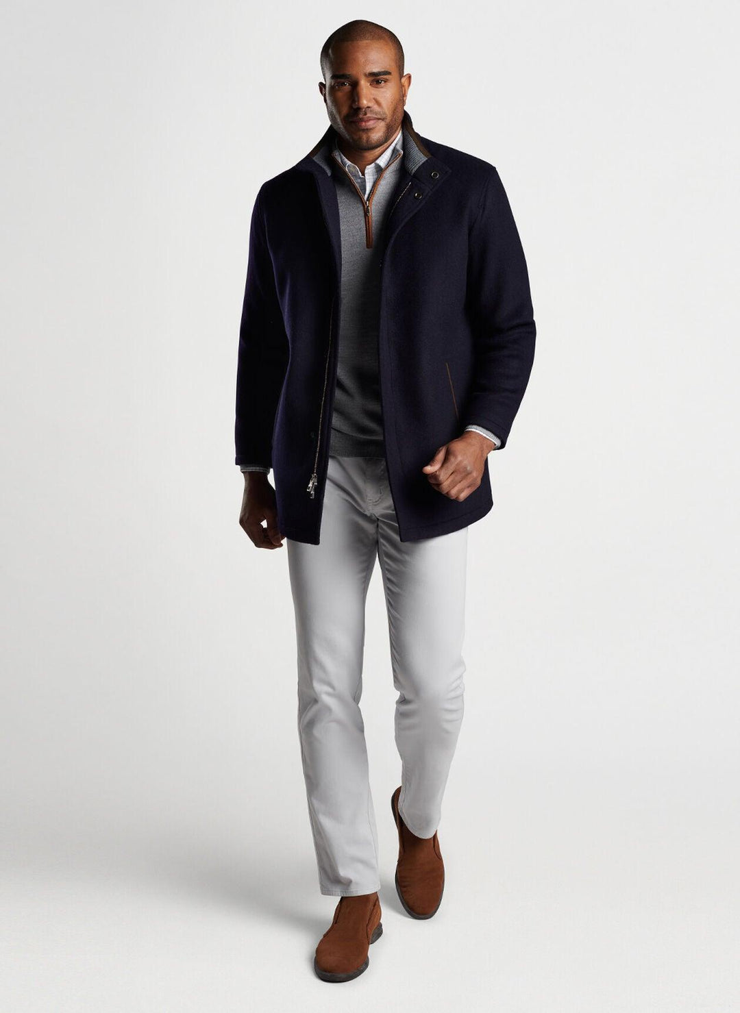 Peter Millar Crown Flex Fleece City Coat- Navy