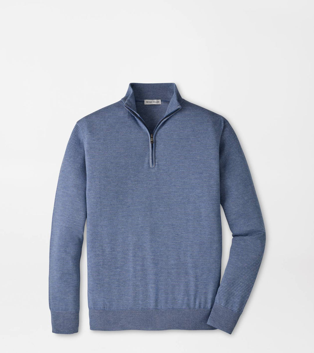 Peter Millar Canton Stripe Quarter Zip Sweater- Blue Freesia