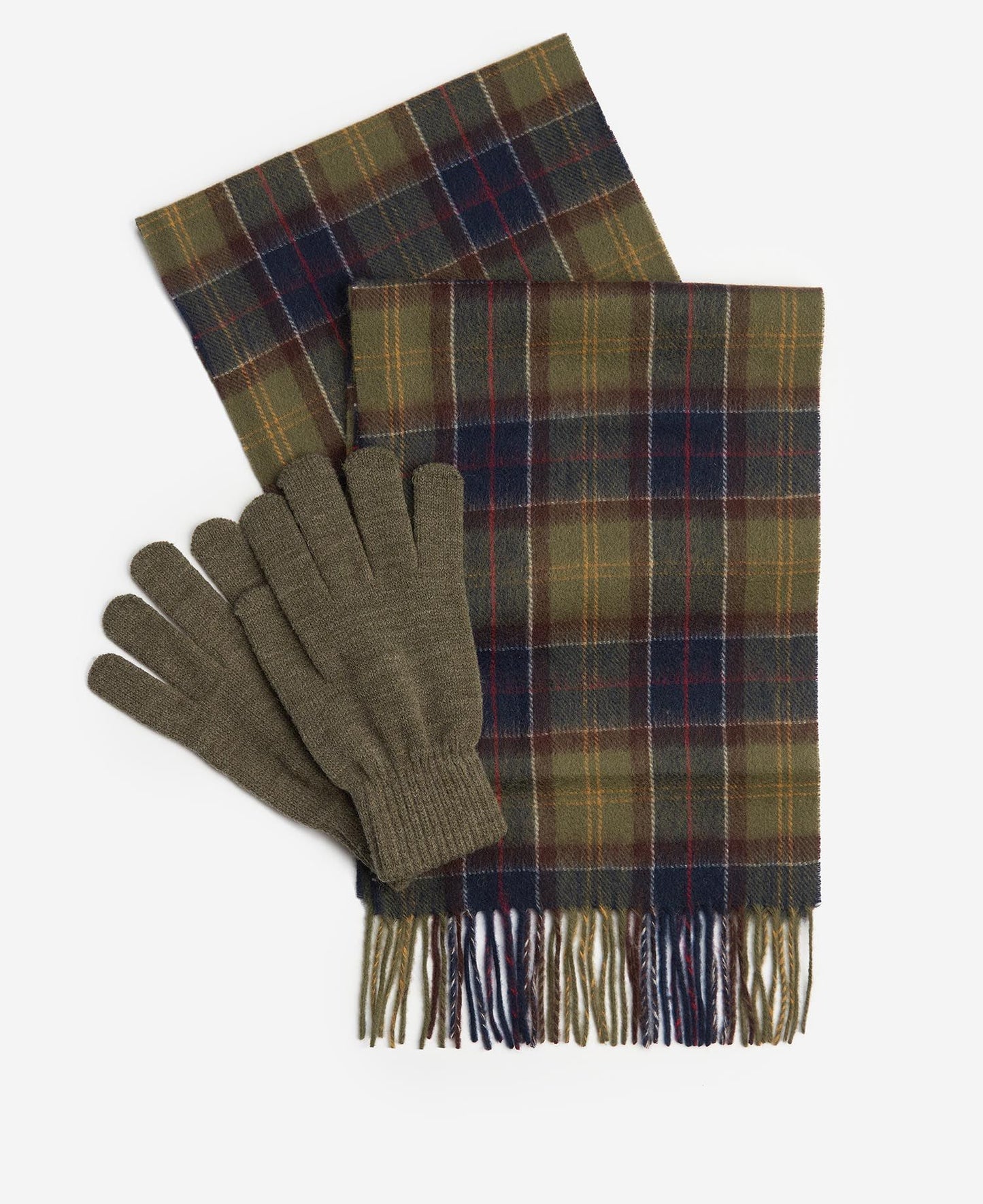 Barbour Tartan Scarf and Gloves Set