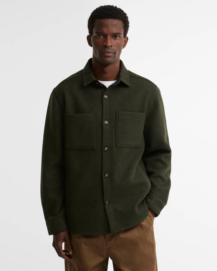 Barbour Marltown Tailored Wool-Blend Overshirt - Sage