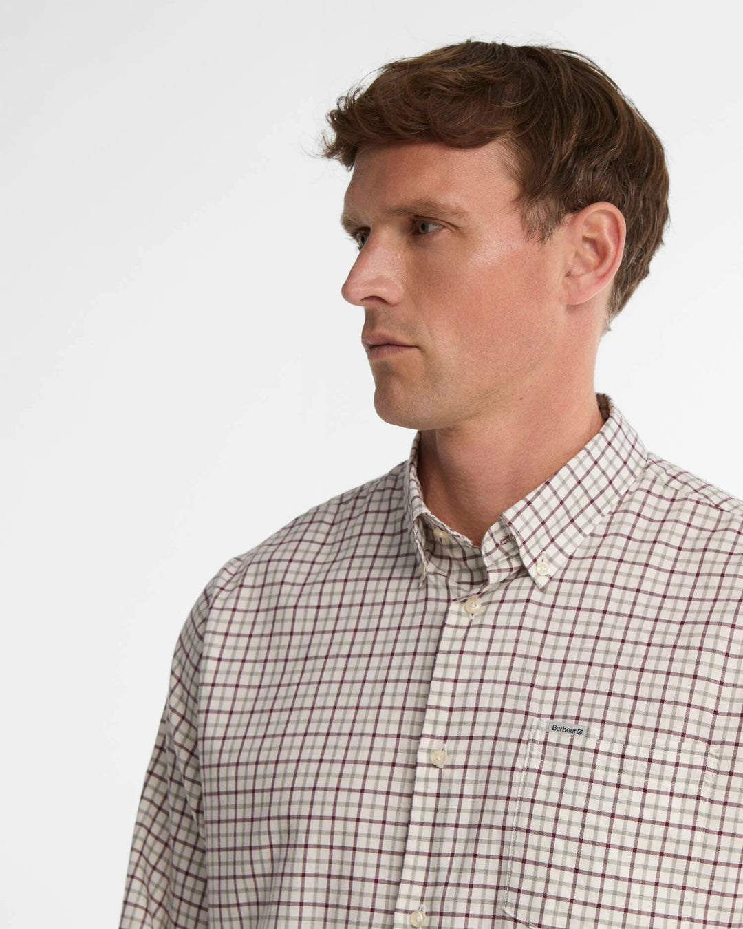 Barbour Preston Tattersall Button Down - Dark Bordeaux