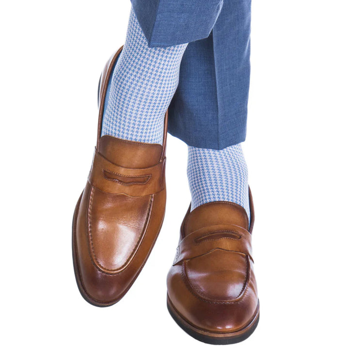The Shirt Shop Socks - Blue & Pink Houndstooth