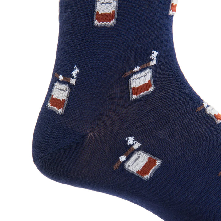 The Shirt Shop Socks - Navy with Bourbon & Cigars