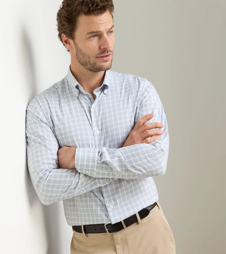 Peter Millar Douglas Crown Lite Cotton Stretch Sport Shirt- Gale Grey