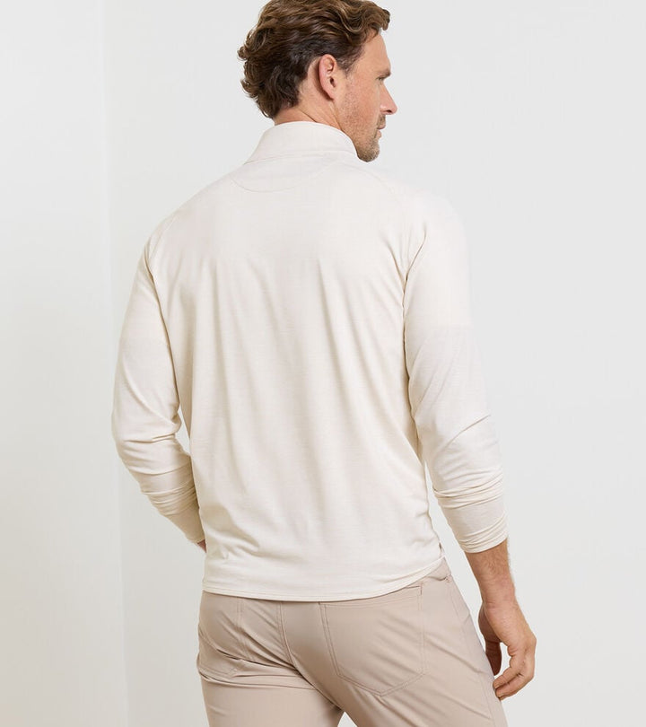 Peter Millar Stealth Stripe Performance Quarter Zip- Truffle