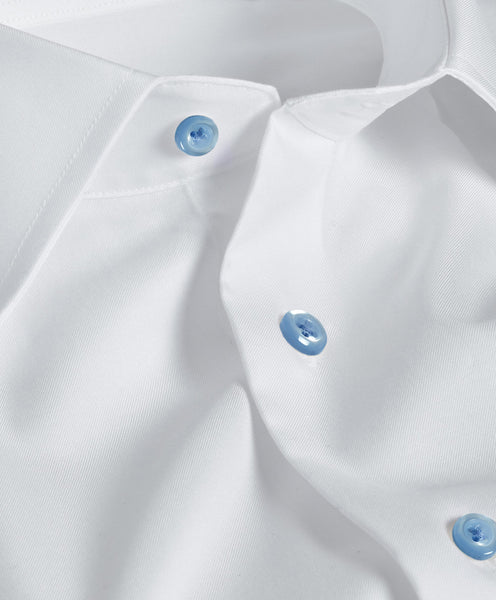 David Donahue White with Sky Buttons Dress Shirt (Trim Fit)