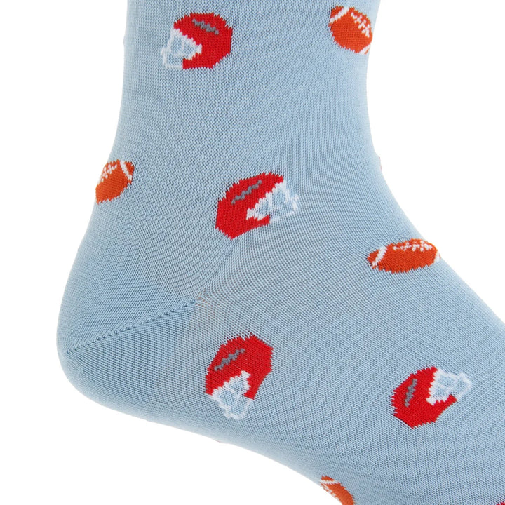 The Shirt Shop Socks - Sky Blue with Helmets & Footballs
