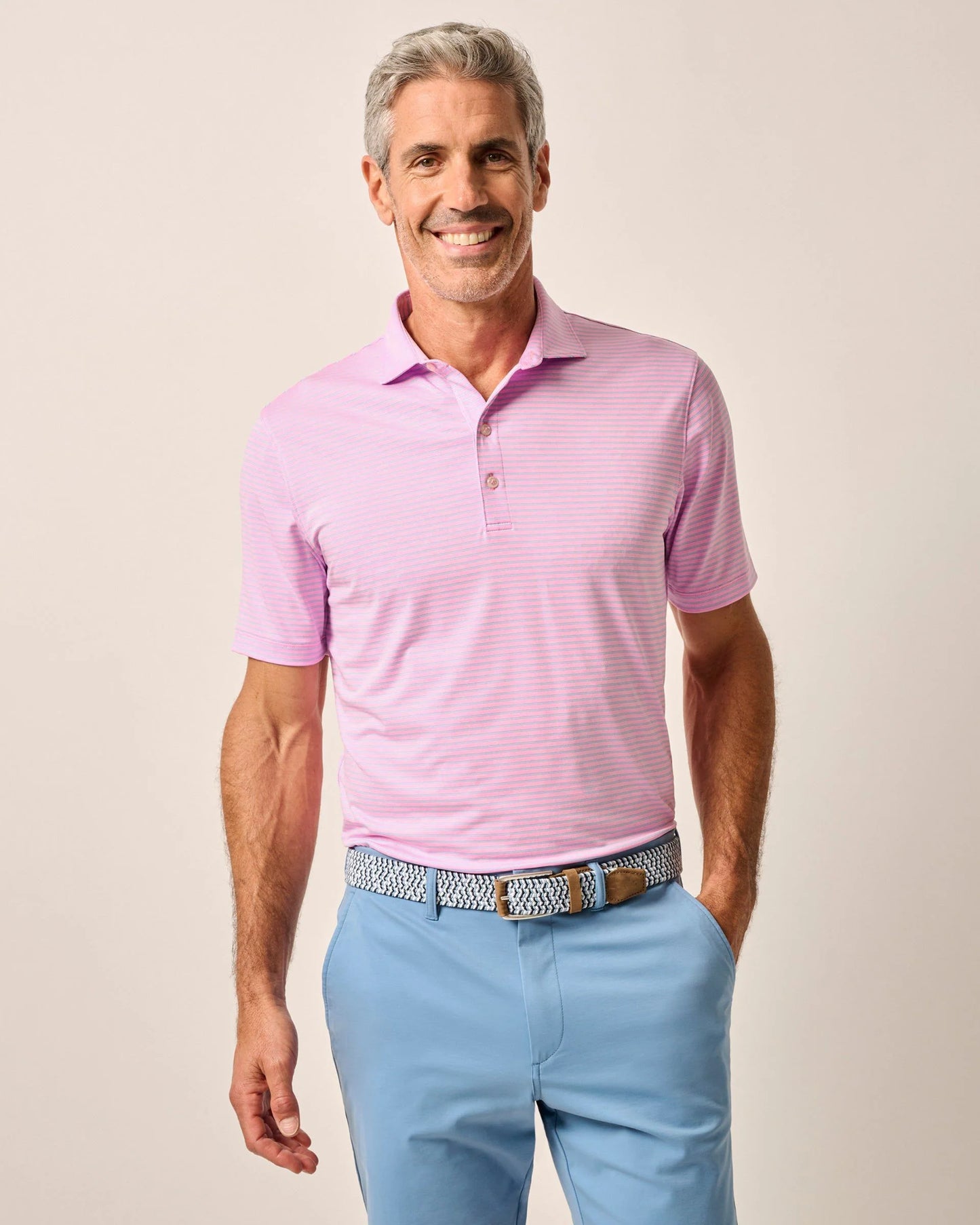 Johnnie-O Michael Striped Performance Polo