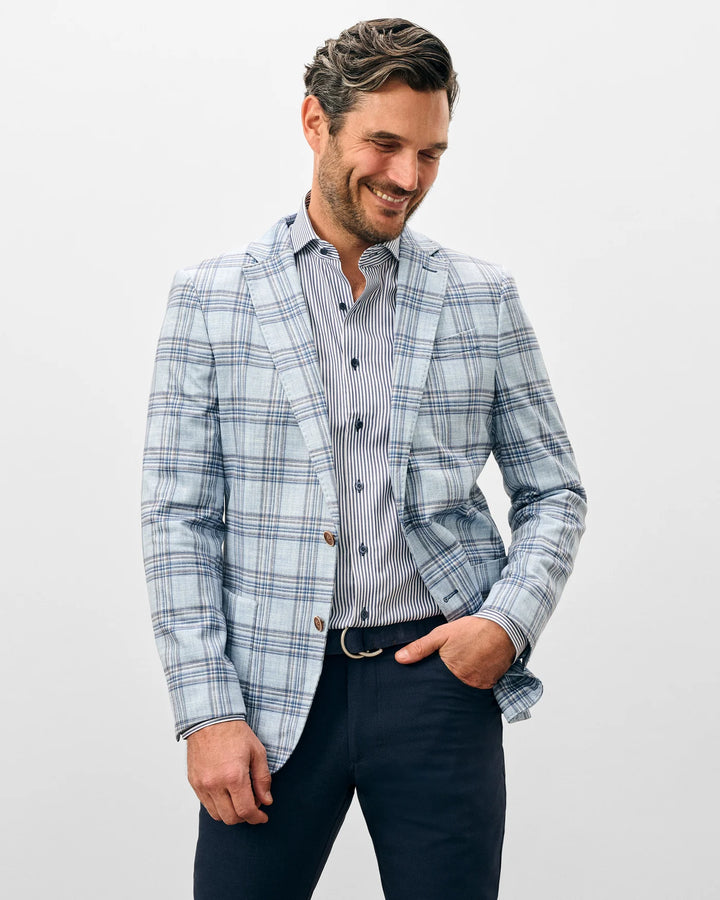 Johnnie-O Samuel Top Shelf Printed Knit Sport Coat - Gulf Blue