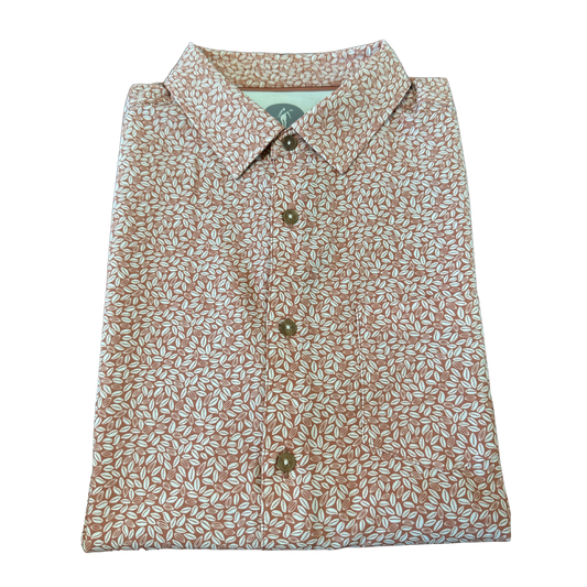 Toes on the Nose Cantaloupe Leaf SS Button Up