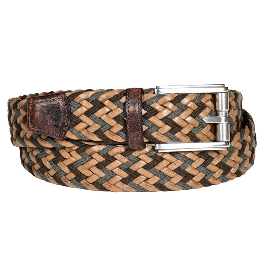 Torino 35MM Olive Italian Cheveron Woven Belt
