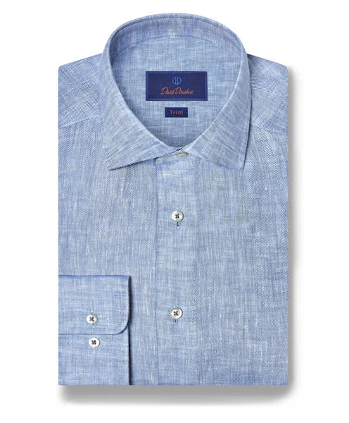 David Donahue Denim Linen Dress Shirt