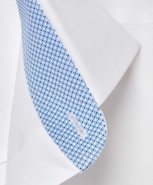 David Donahue White Twill Contrast Dress Shirt