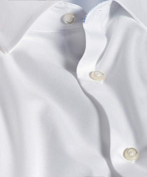 David Donahue White Twill Contrast Dress Shirt
