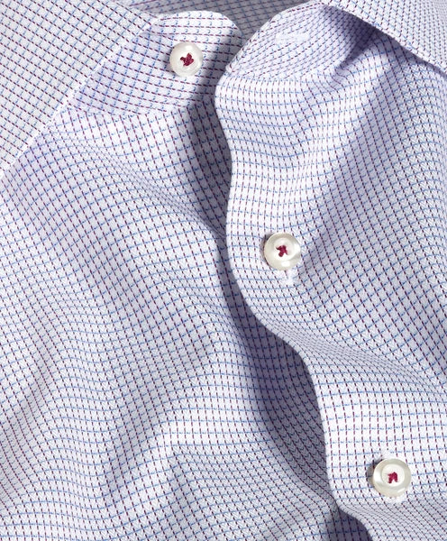 David Donahue White & Berry Micro Check Dress Shirt