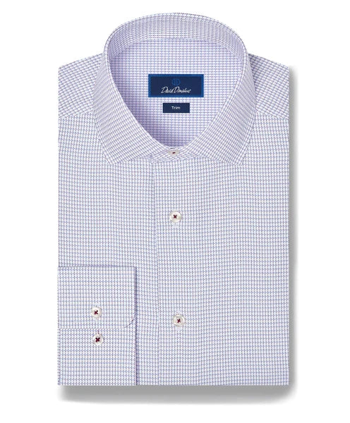 David Donahue White & Berry Micro Check Dress Shirt