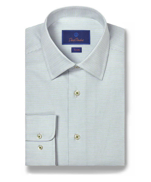 David Donahue Grass & Blue Micro Tic Dress Shirt (Trim Fit)