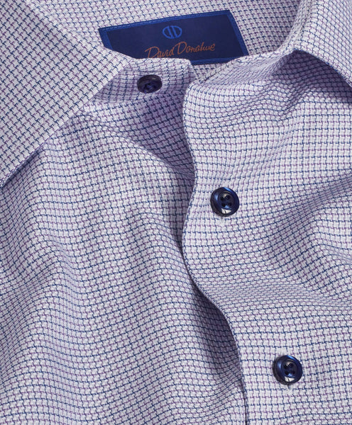 David Donahue Blue & Purple Micro Dobby Dress Shirt (Trim Fit)