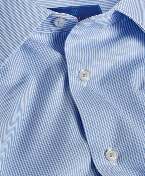 David Donahue Blue & White Fine Stripe Dress Shirt (Trim Fit)