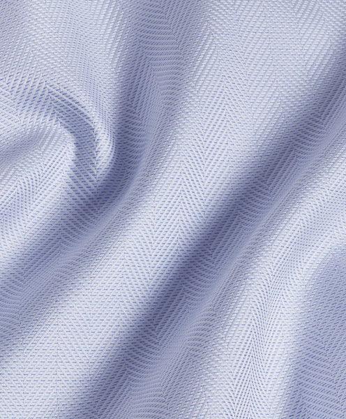 David Donahue White & Blue Herringbone Dress Shirt (Trim Fit)