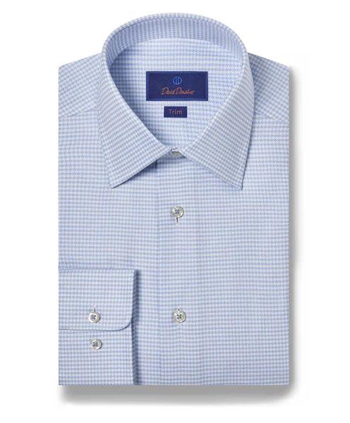 David Donahue Sky & Blue Twill Check Dress Shirt (Trim Fit)